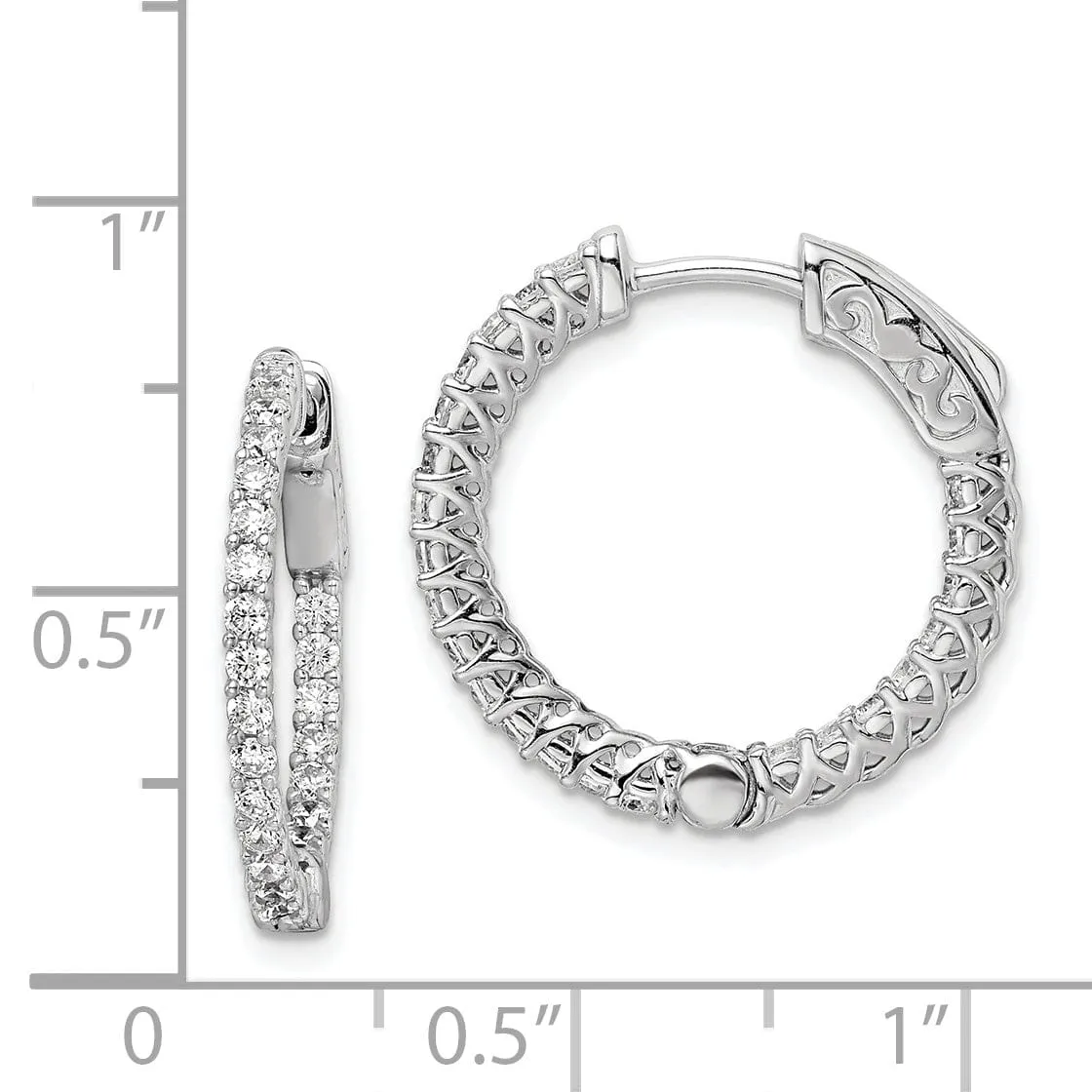 Sterling Silver CZ Hoop Earrings