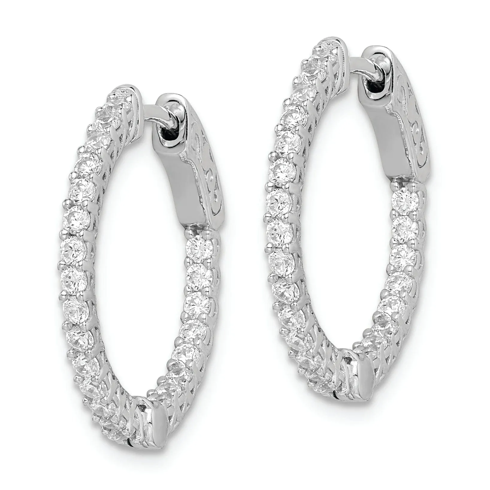 Sterling Silver CZ Hoop Earrings