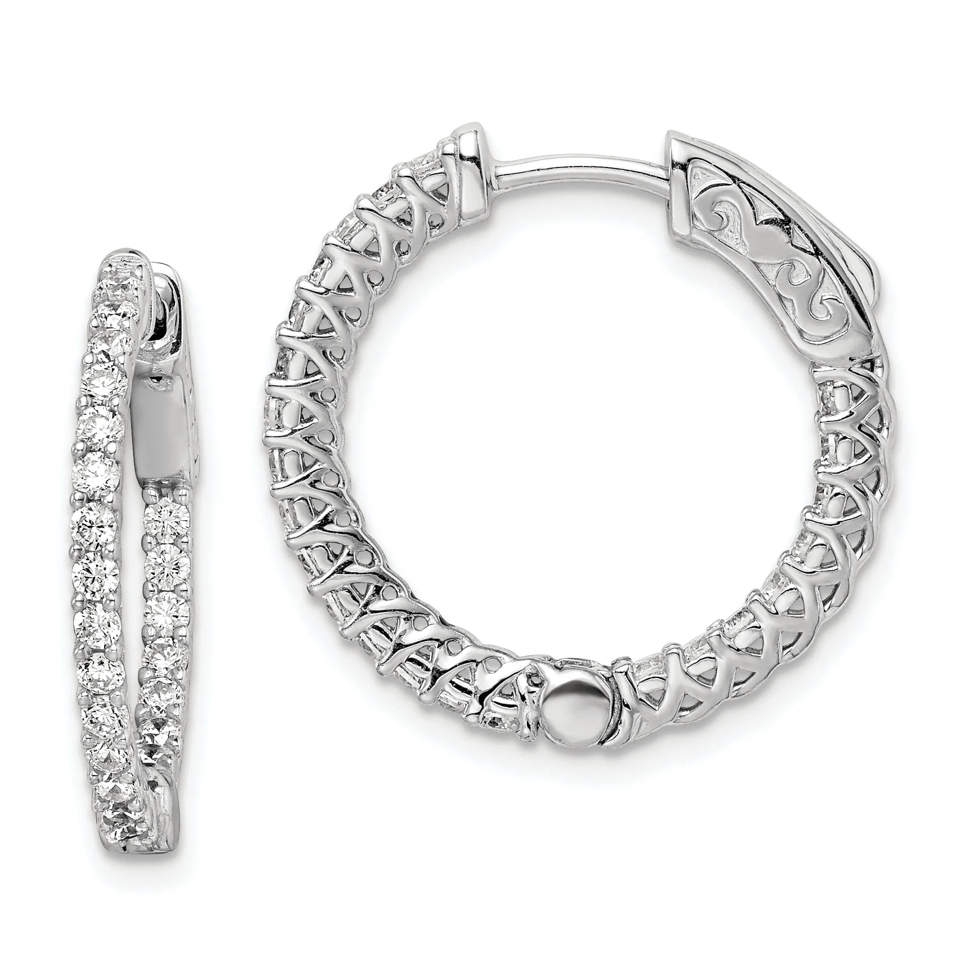 Sterling Silver CZ Hoop Earrings
