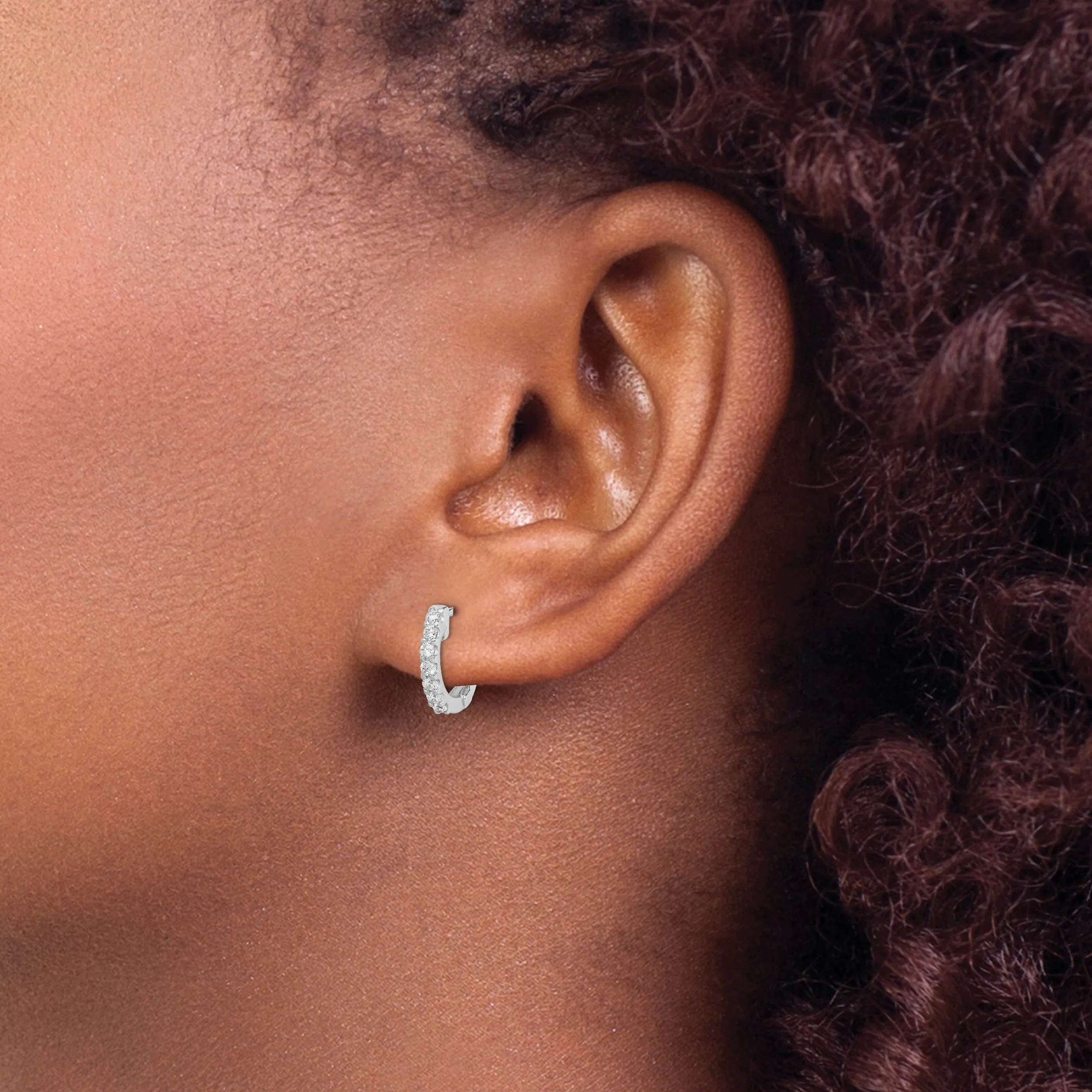 Sterling Silver CZ Small Hoop Earrings