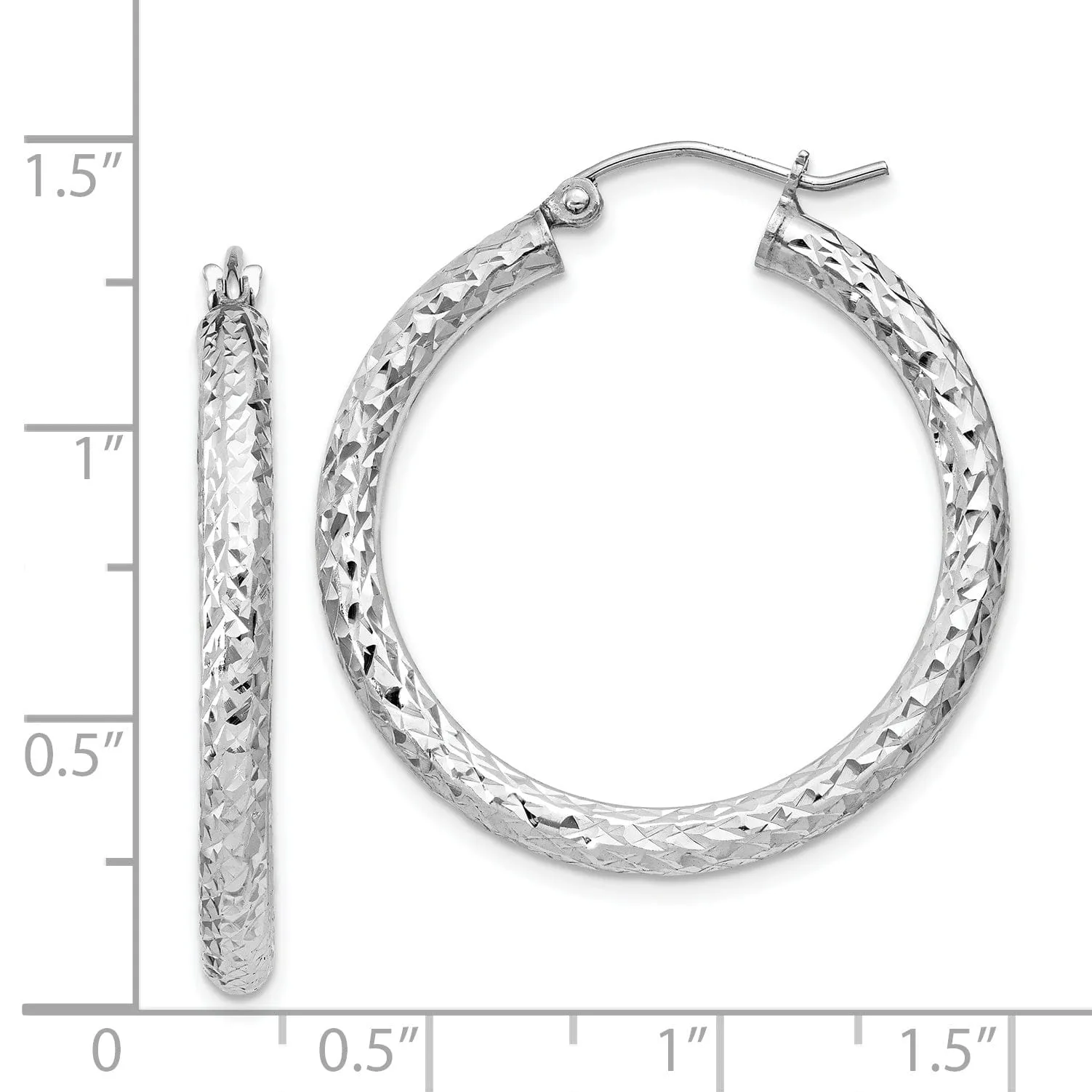 Sterling Silver D.C Hollow Hinged Hoop Earrings