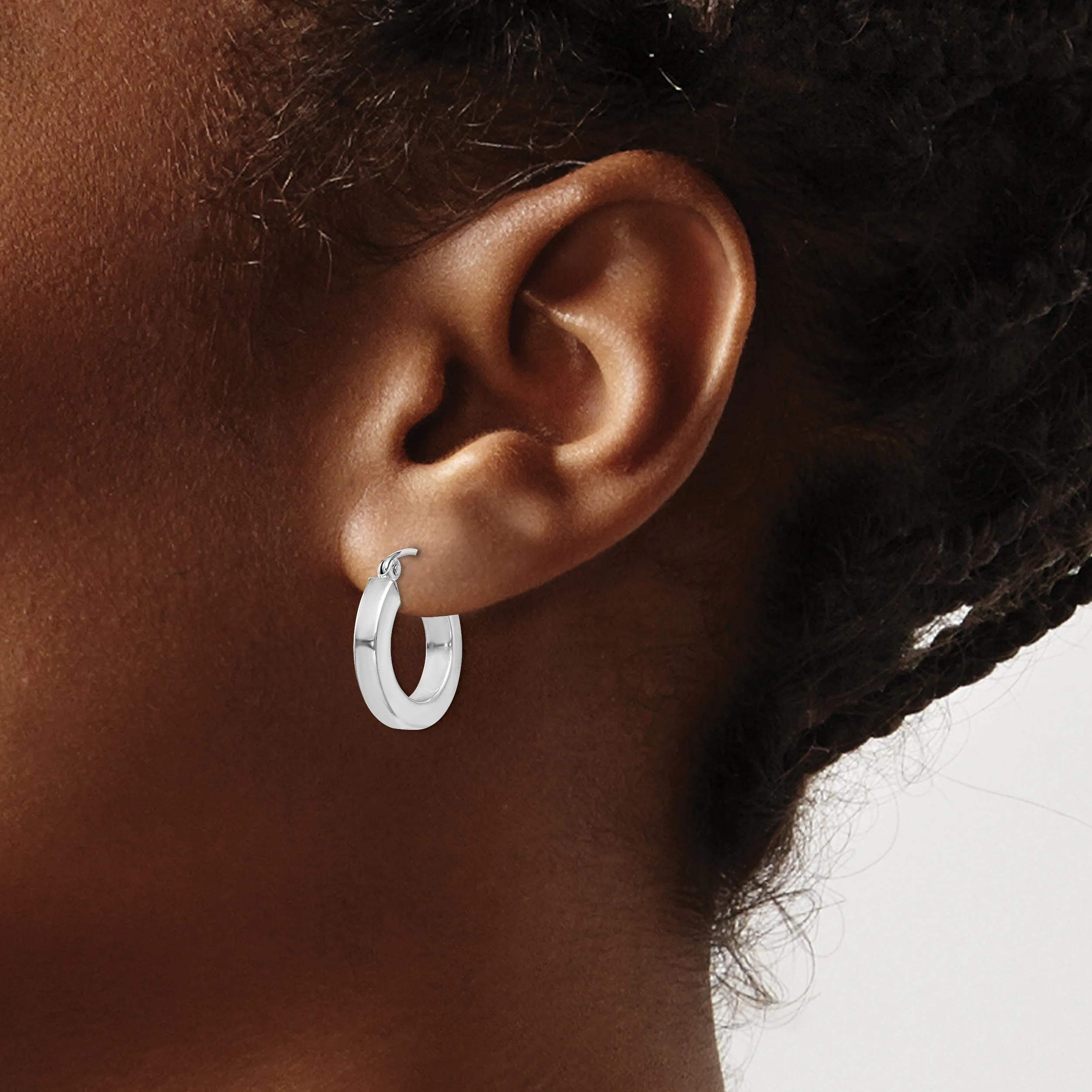 Sterling Silver D.C Square Tube Hoop Earrings