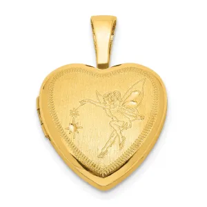 Sterling Silver Gold-plated 12mm Fairy Heart Locket