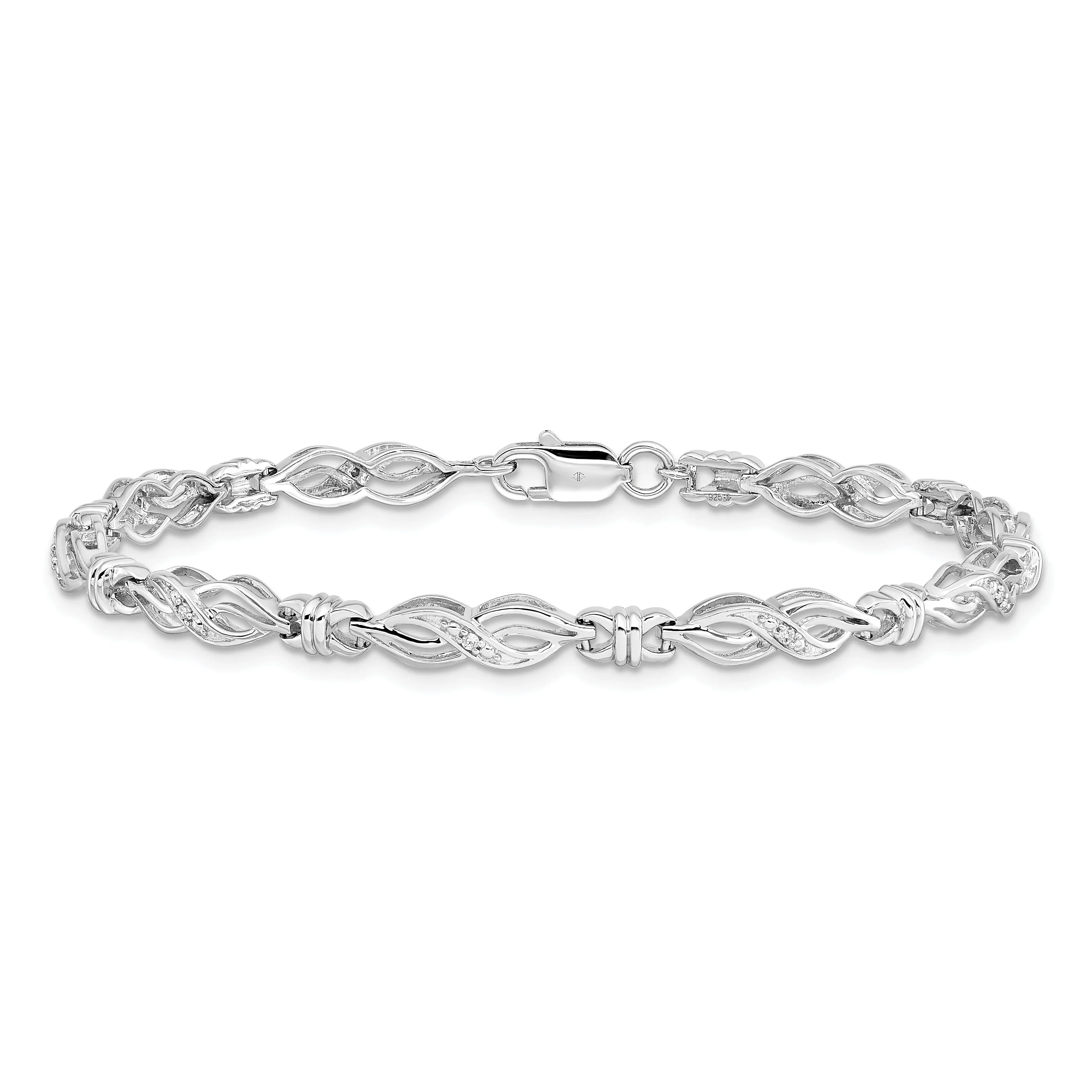 Sterling Silver Polish Finish Diamond Bracelet