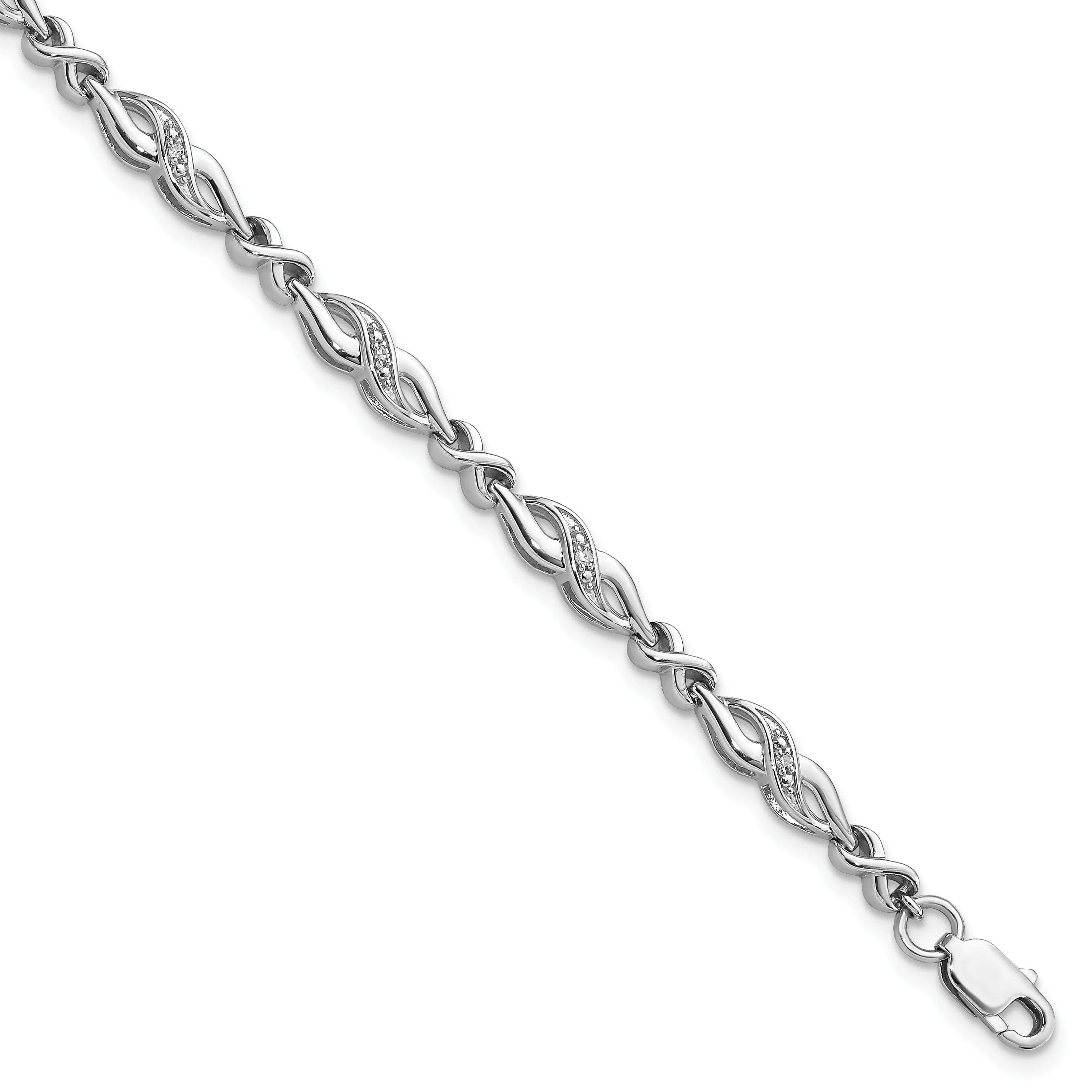 Sterling Silver Polish Finish Diamond Bracelet