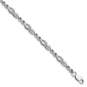 Sterling Silver Polish Finish Diamond Bracelet