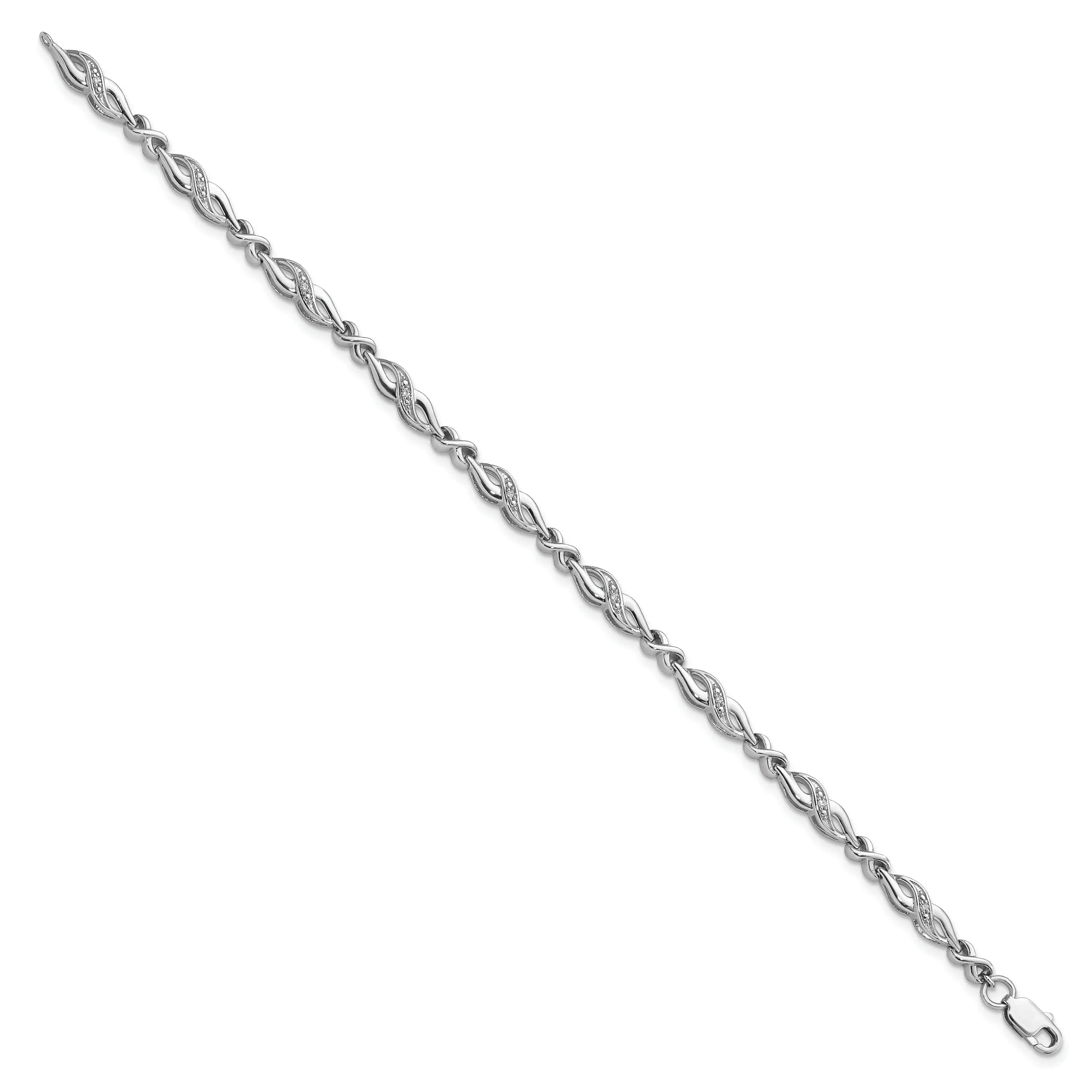 Sterling Silver Polish Finish Diamond Bracelet