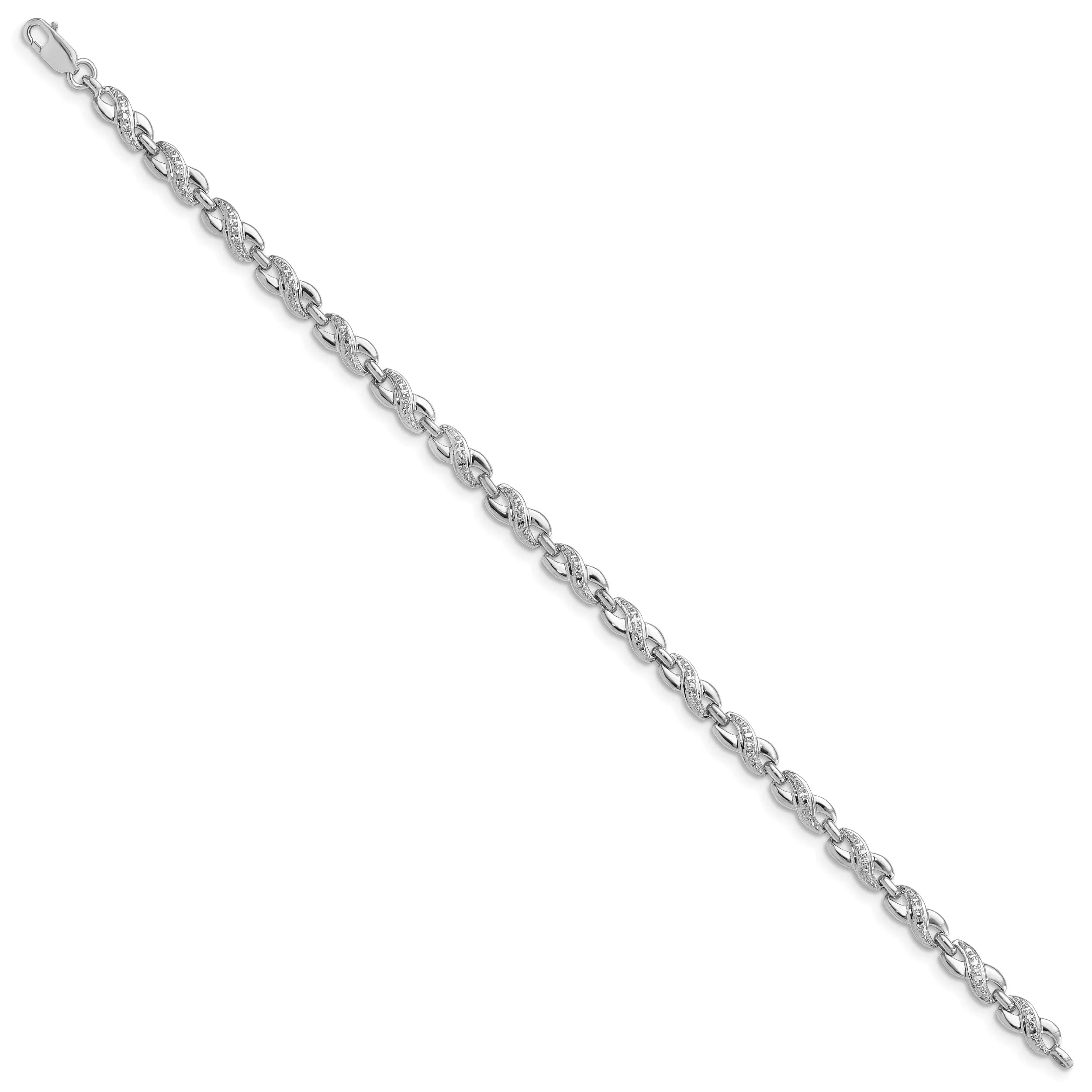 Sterling Silver Polish Finish Diamond Bracelet
