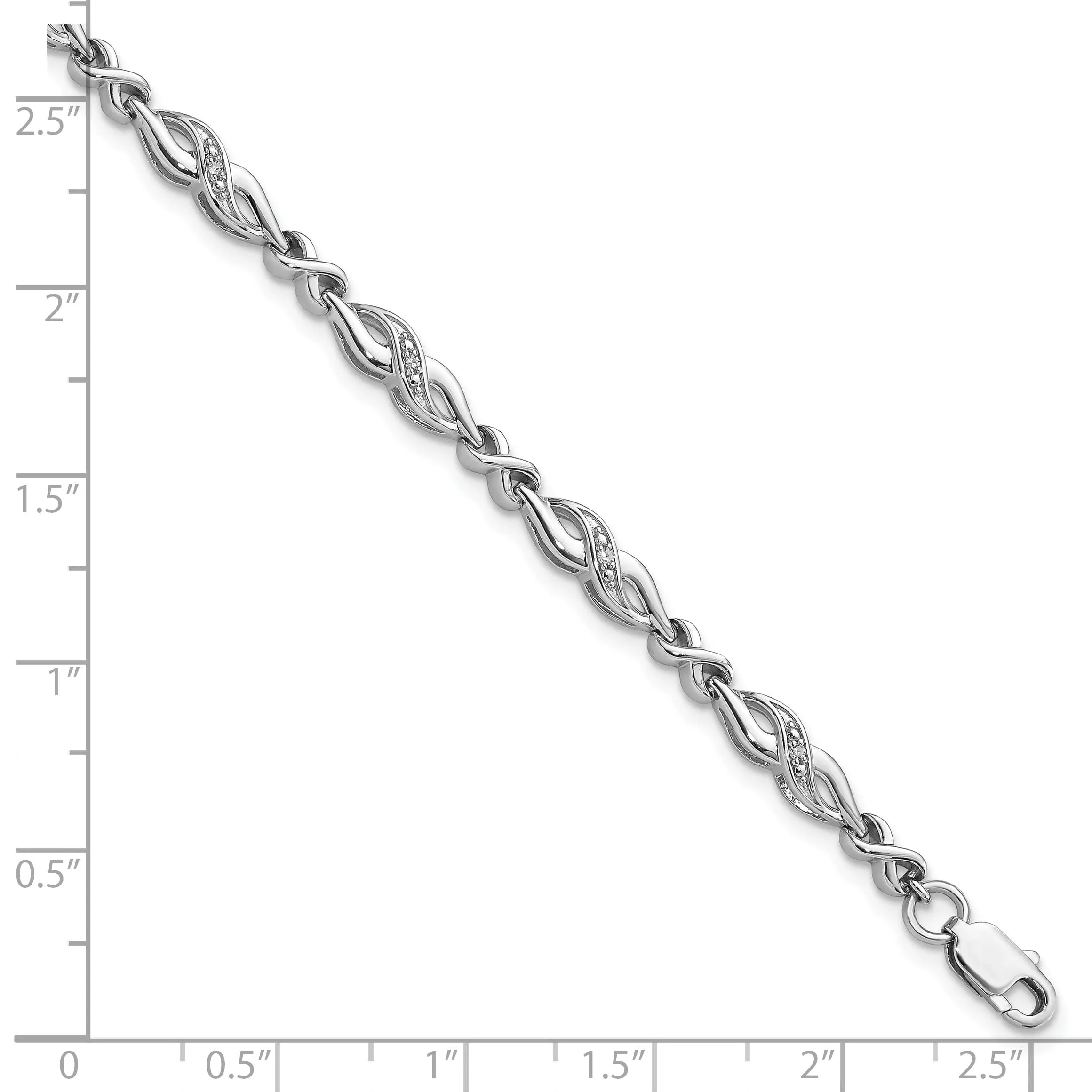Sterling Silver Polish Finish Diamond Bracelet