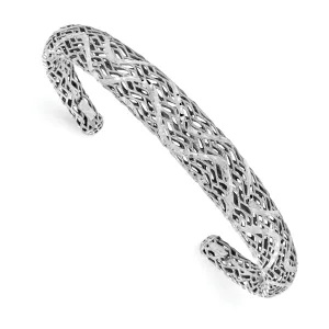 Sterling Silver Polished Diamond Cut Bangle