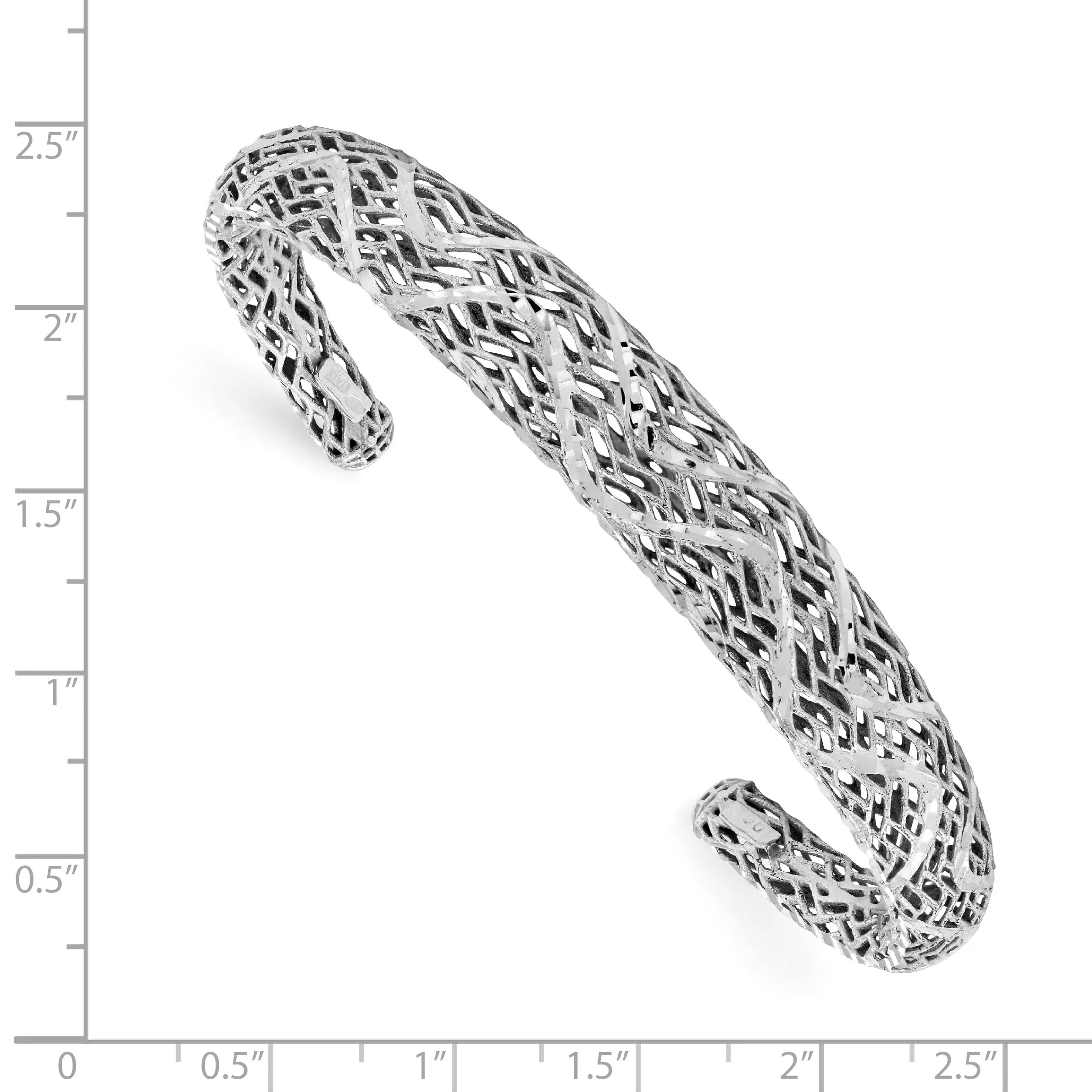 Sterling Silver Polished Diamond Cut Bangle