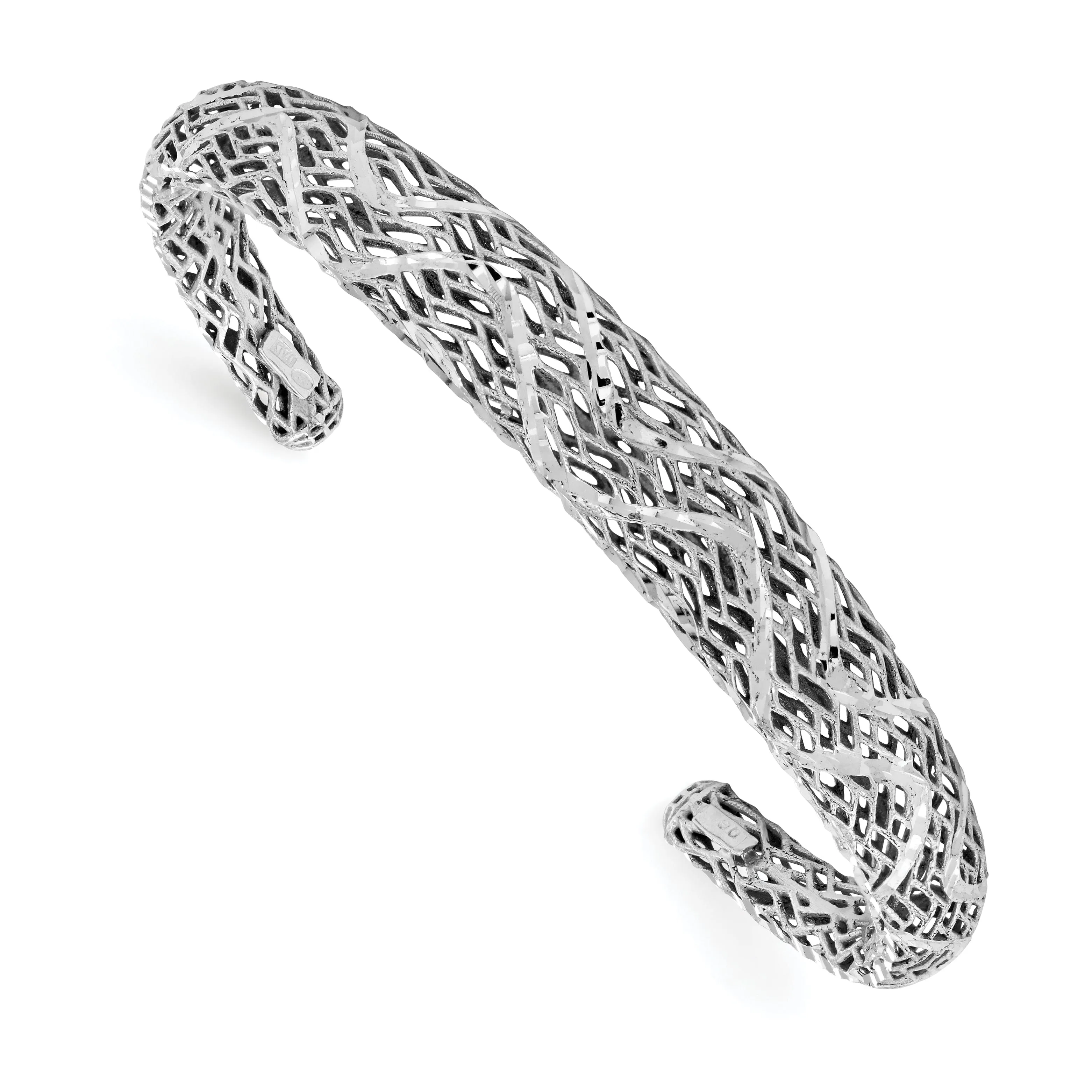 Sterling Silver Polished Diamond Cut Bangle