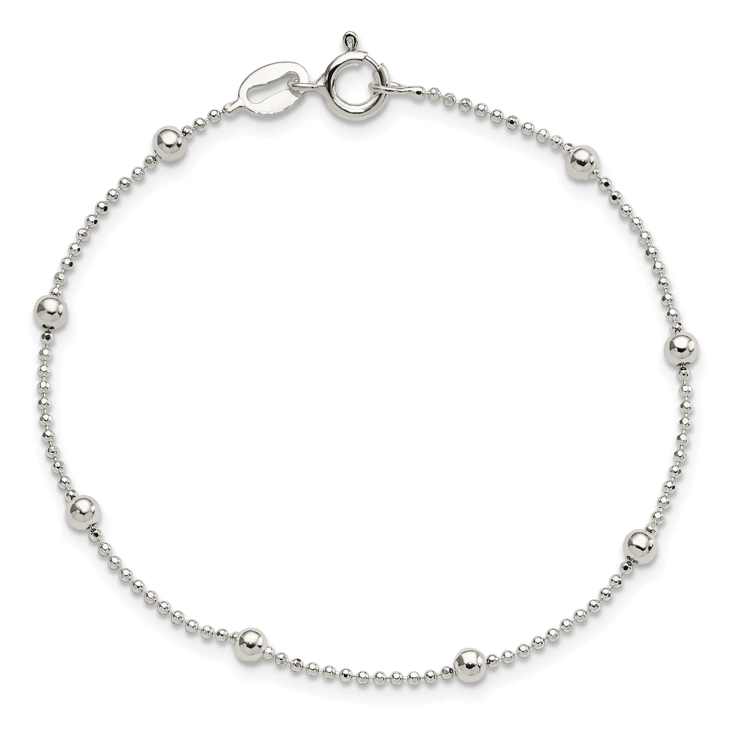 Sterling Silver Polished Finish Beaded Bracelet