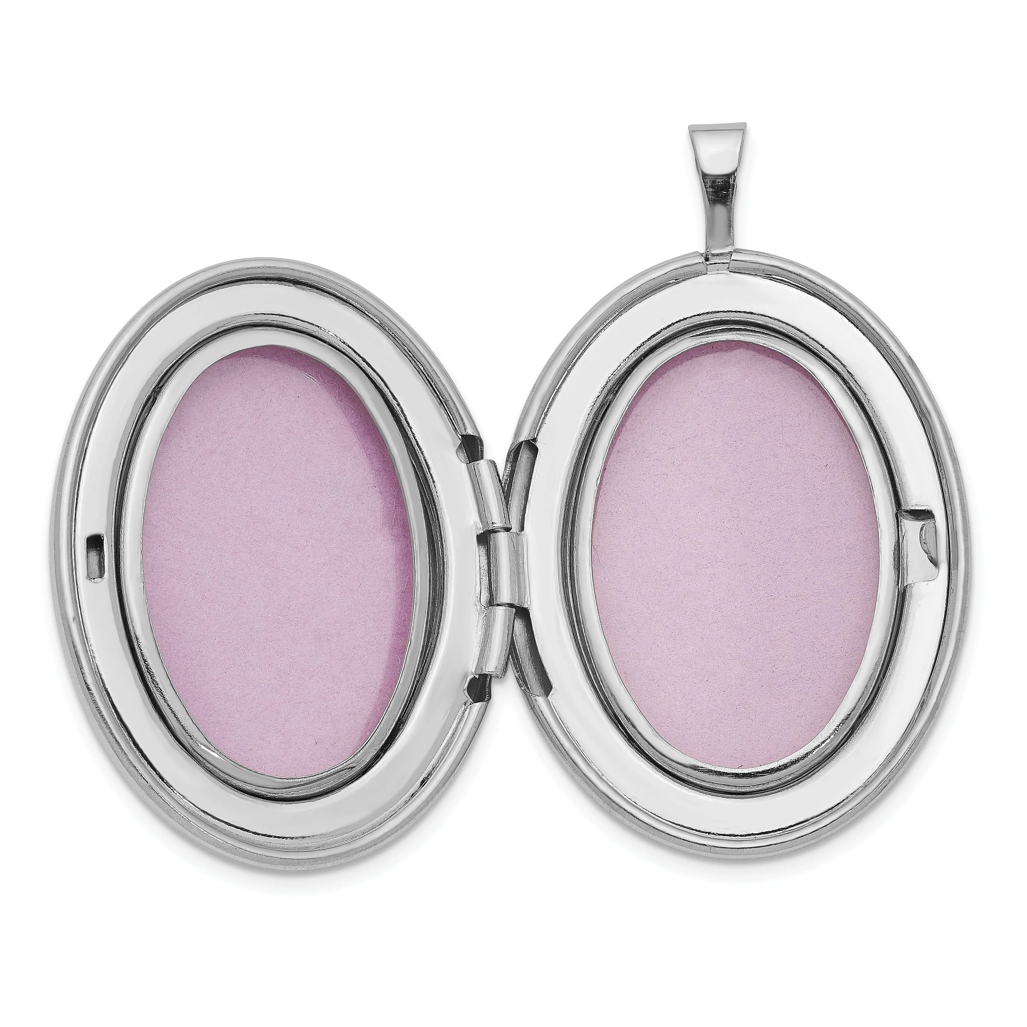 Sterling Silver Rhodium-plated Oval Tree Locket