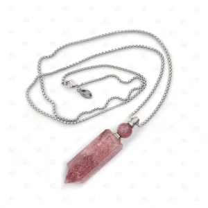 Strawberry Quartz Gemstone Vial Necklace