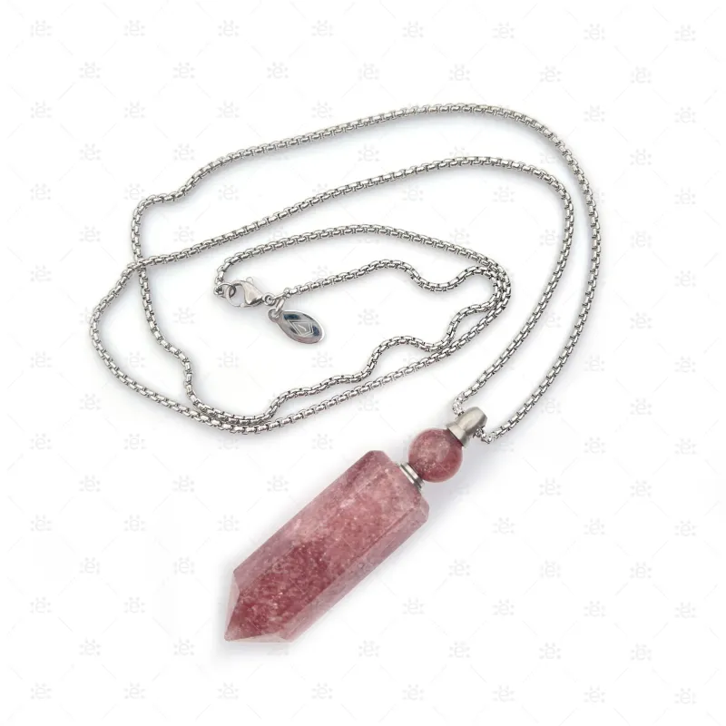 Strawberry Quartz Gemstone Vial Necklace