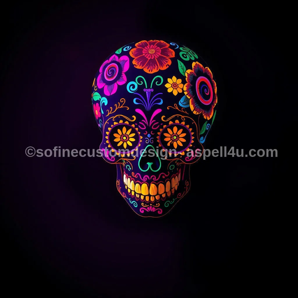 Sugar Skull Transparent Background AI Created One of a Kind Digital Download Canvas Poster Wall Art Print DIY Printable Make Your Own Crafts