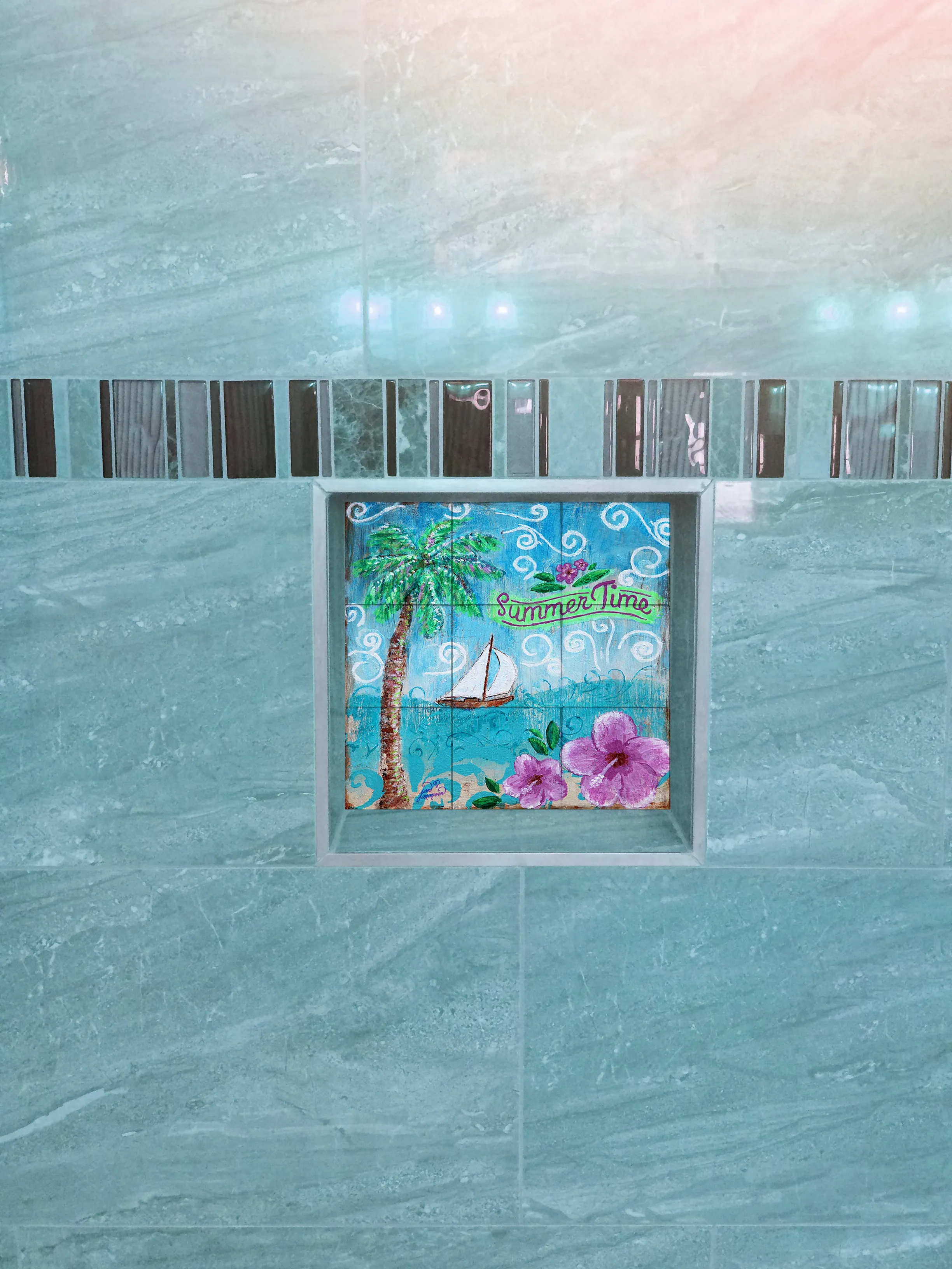 Summertime Tile Mural, High Quality (won't fade), Indoor or Outdoor, Beach Wall Tiles, Backsplash, Shower, Mosaic