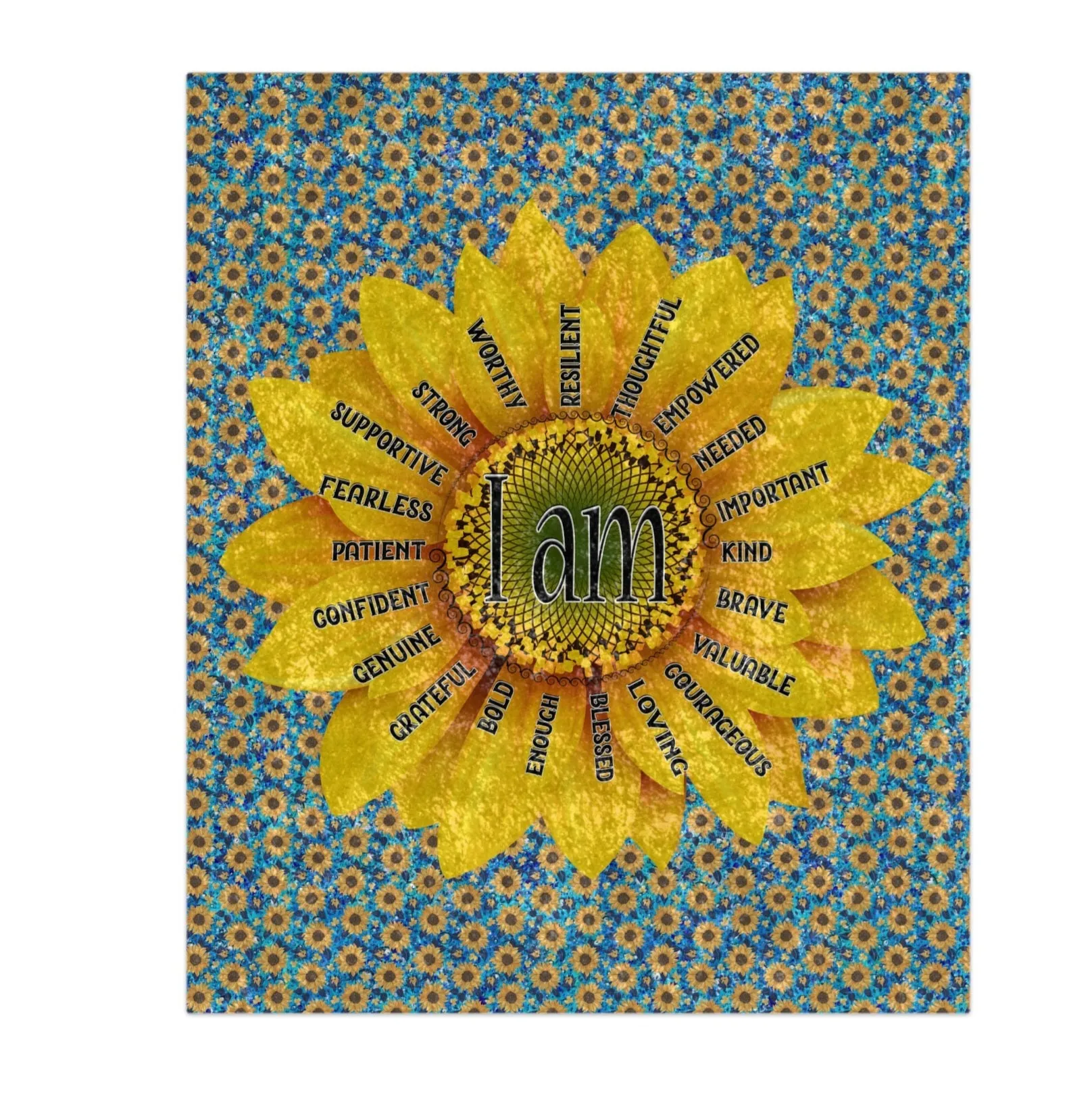 Sunflower with Affirmations Crushed Velvet Luxury Blanket - Inspiration and Comfort -Special Occasion Gift