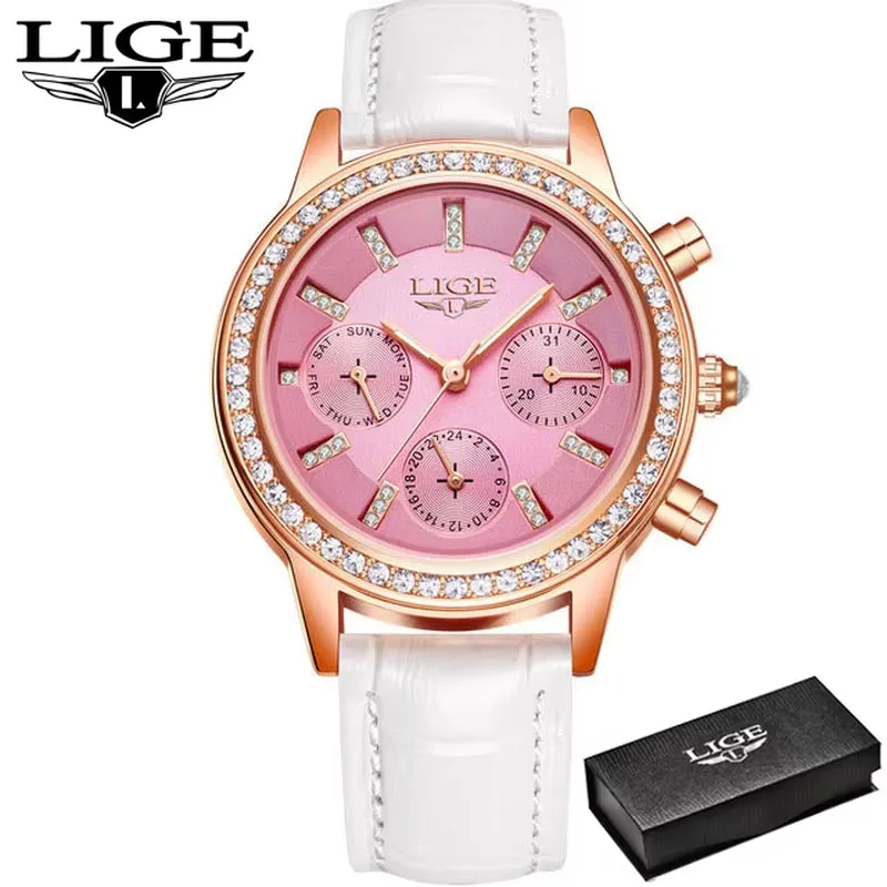 SUNKTA New Rose Gold Wine Red Luxury Quartz Women Watch Waterproof Leather Watches Ladies Watches Clock Relogio Feminino Box