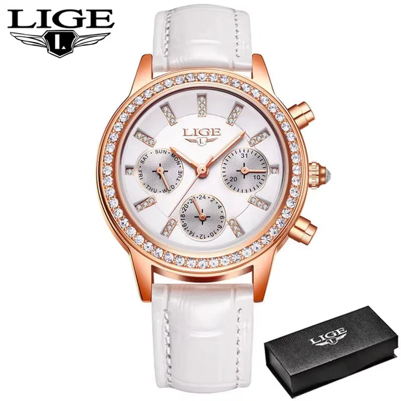 SUNKTA New Rose Gold Wine Red Luxury Quartz Women Watch Waterproof Leather Watches Ladies Watches Clock Relogio Feminino Box