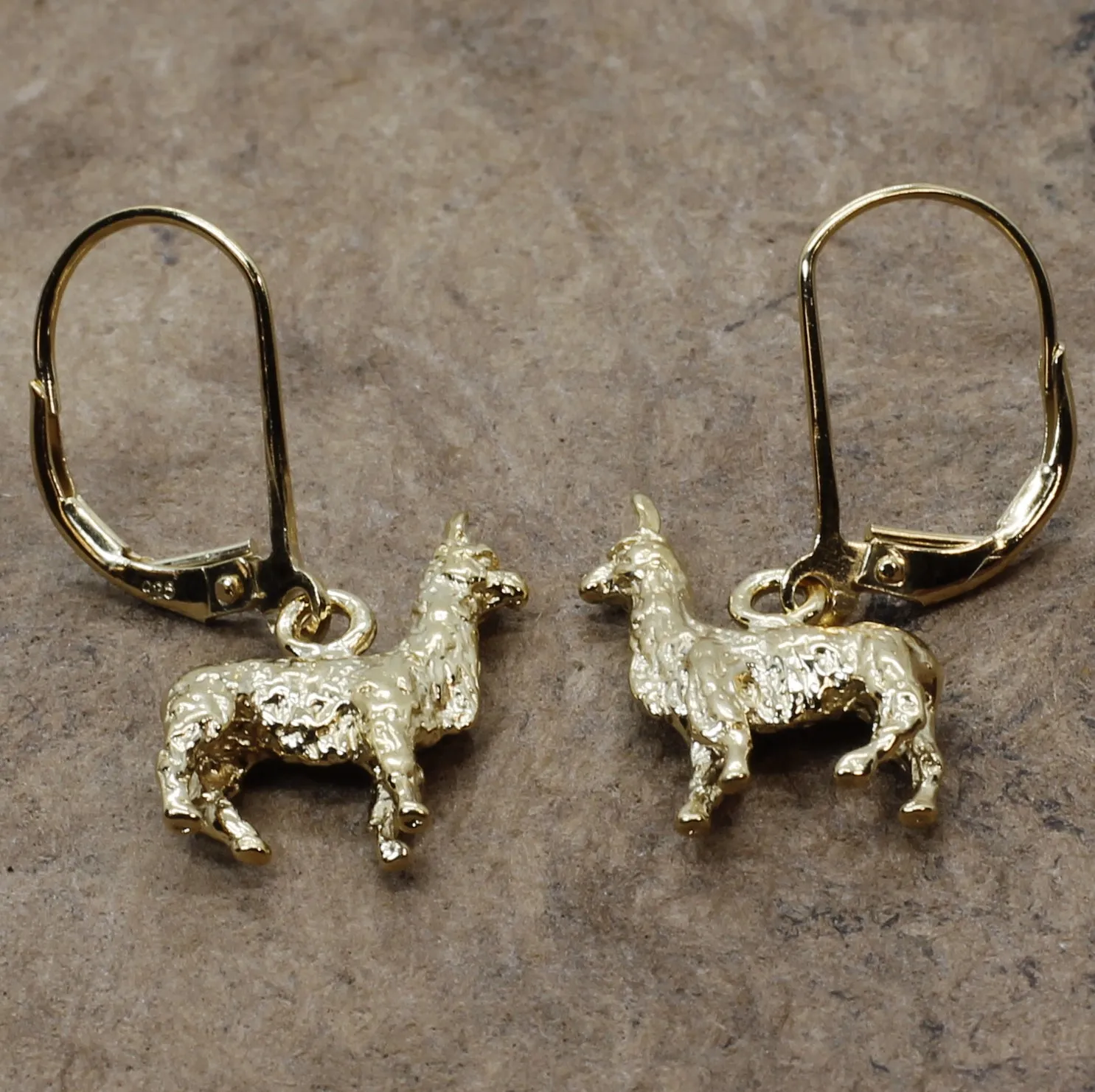 Suri Alpaca Earrings for Alpaca Rancher Gift with 14kt Gold Vermeil Alpacas