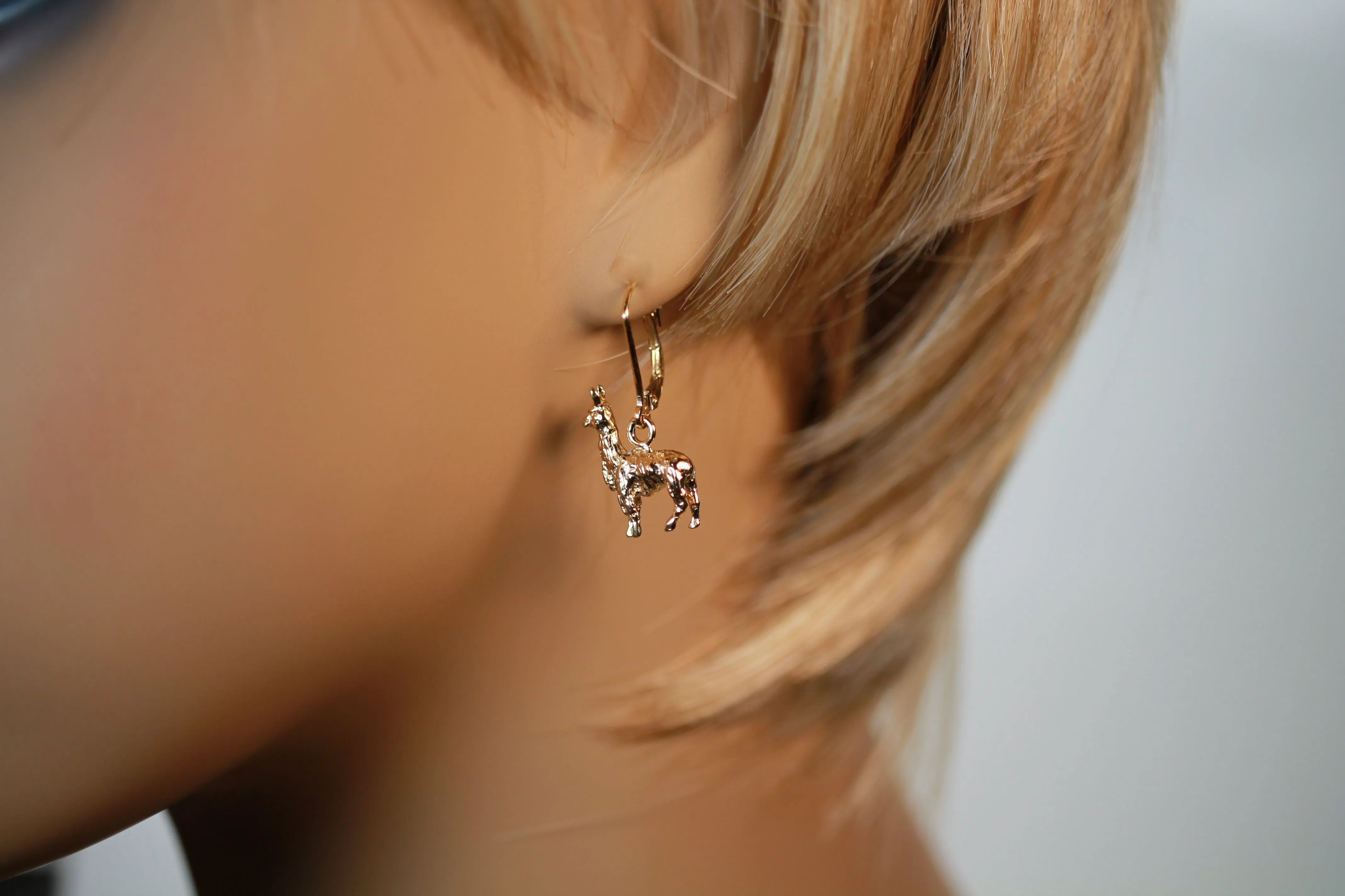 Suri Alpaca Earrings for Alpaca Rancher Gift with 14kt Gold Vermeil Alpacas