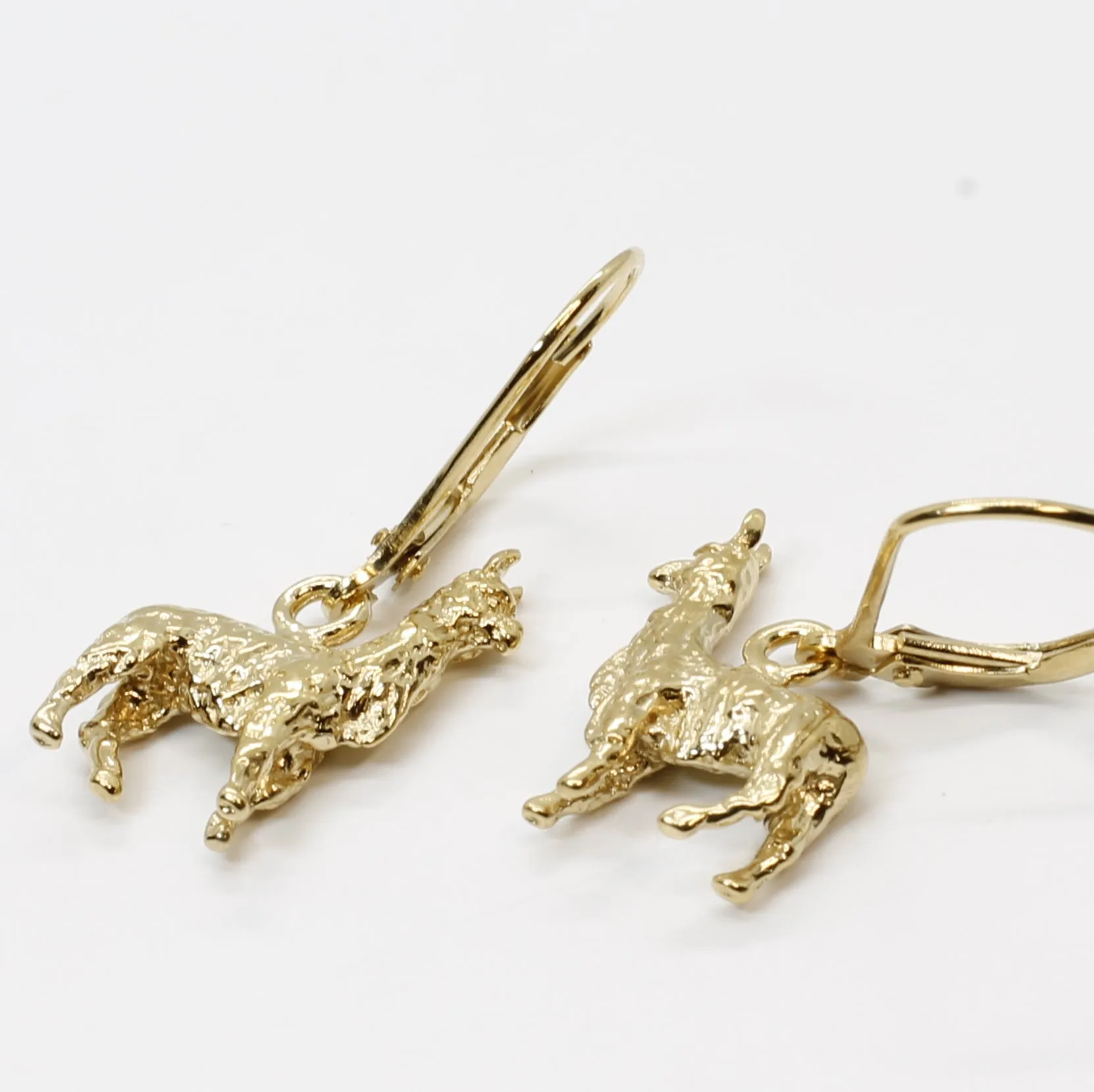 Suri Alpaca Earrings for Alpaca Rancher Gift with 14kt Gold Vermeil Alpacas