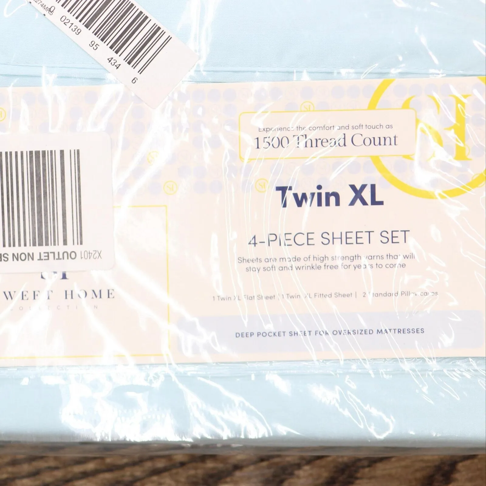 Sweet Home 4 Piece 1500 Microfiber Deep Pocket Sheet Set Aqua Blue Twin XL