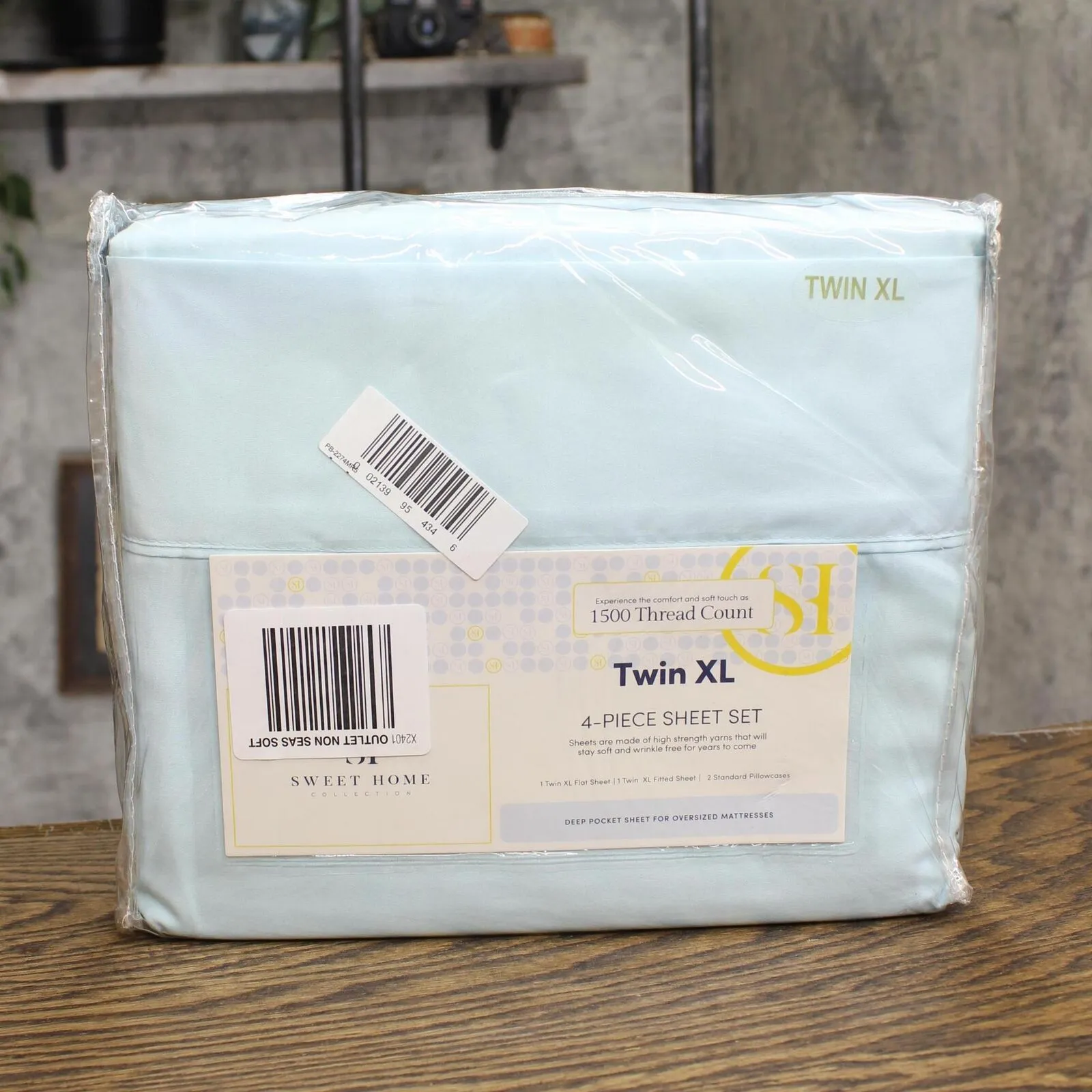 Sweet Home 4 Piece 1500 Microfiber Deep Pocket Sheet Set Aqua Blue Twin XL