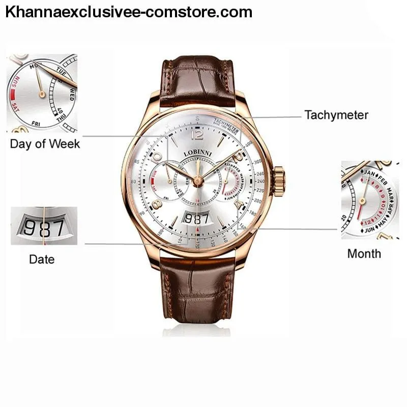 Switzerland LOBINNI Men's Luxury Sapphire Waterproof Automatic Japan Miyota Movement Wrist Watch