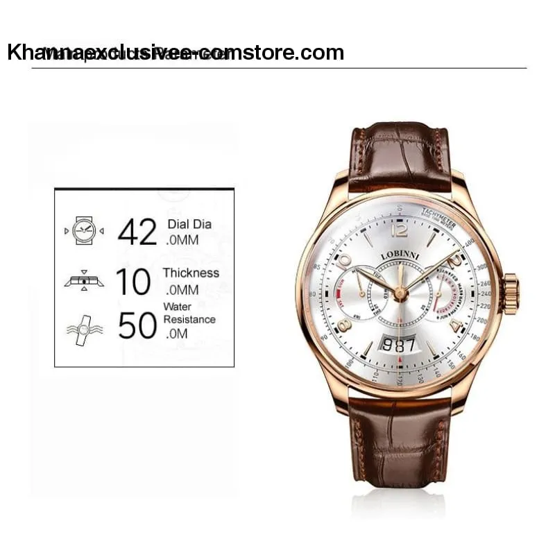 Switzerland LOBINNI Men's Luxury Sapphire Waterproof Automatic Japan Miyota Movement Wrist Watch