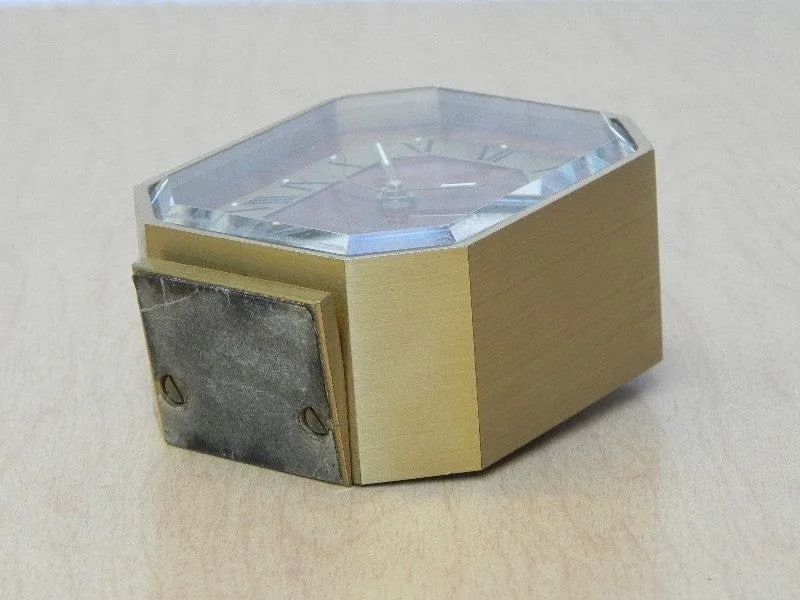 Swiza Small Quartz Brass Desk Clock with Brown Face