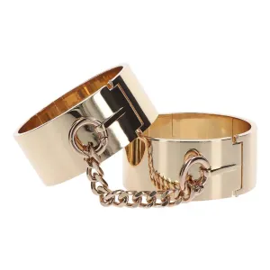 Taboom Stainless Steel Gold Bondage Slave Wrist Cuffs