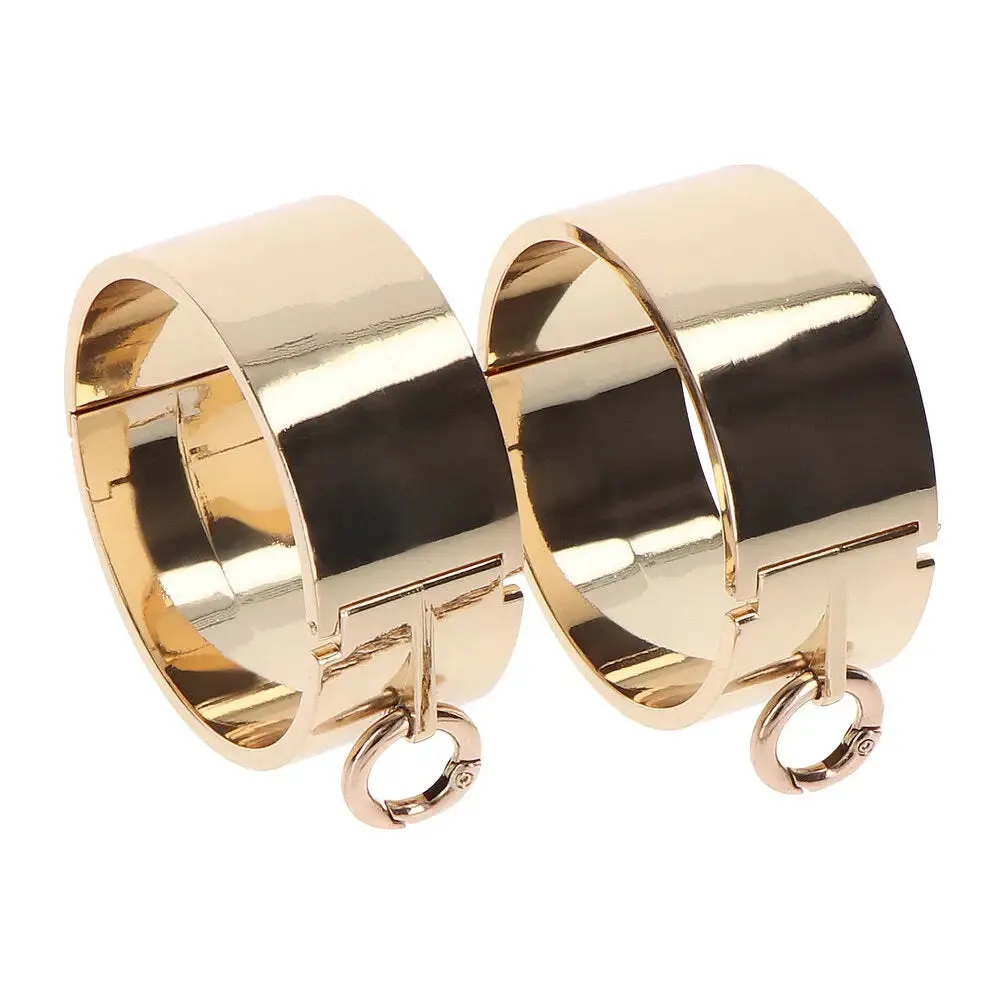 Taboom Stainless Steel Gold Bondage Slave Wrist Cuffs