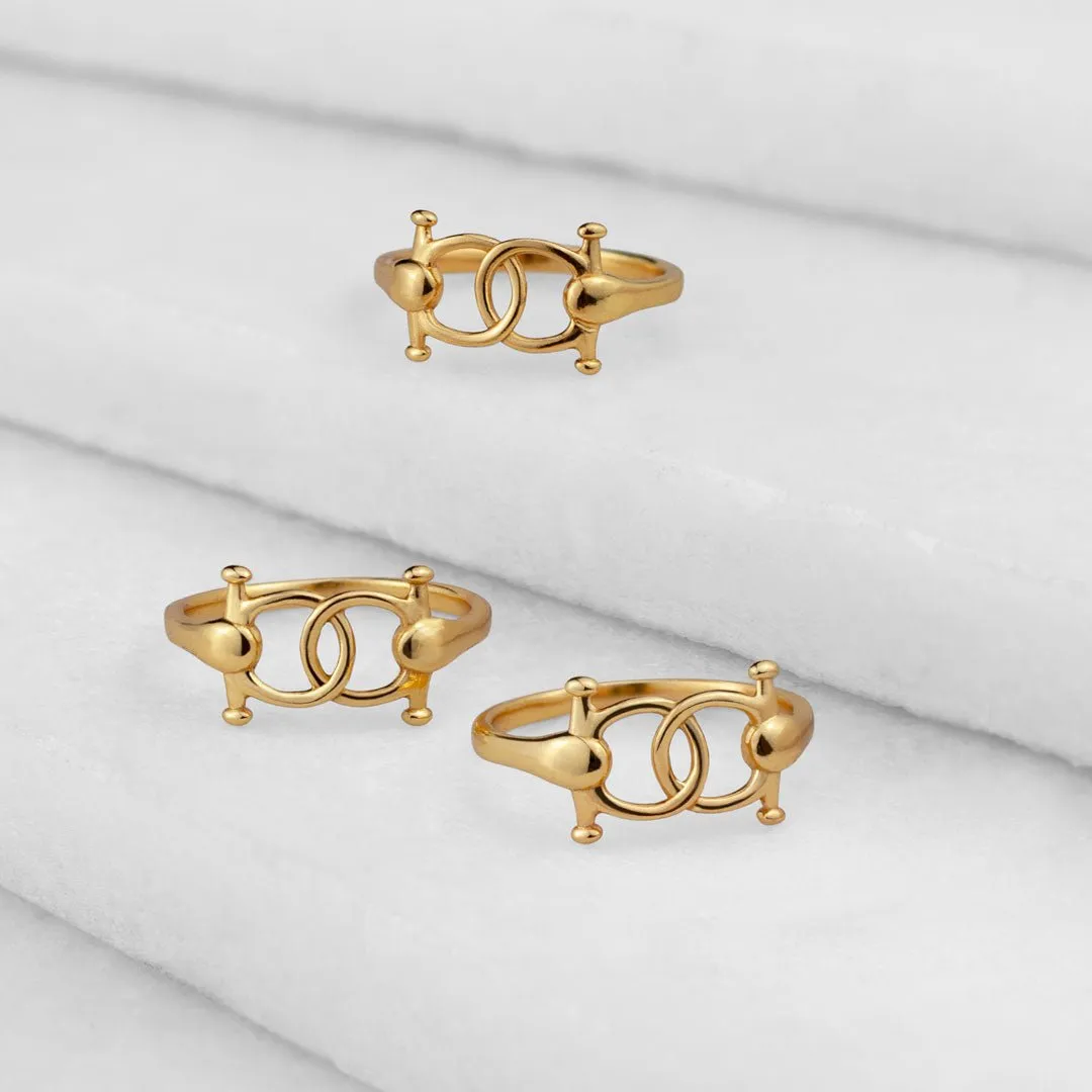 Talisman - Stylized Horse Bit and 14K Gold on Brass Bracelet