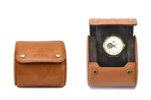 Tawny Brown Full-grain Cow Leather Watch Travel Case - 1 Watch