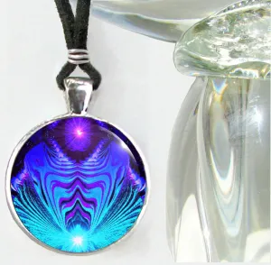 Teal & Purple Chakra Necklace, Abstract Energy Art, Lightworker Jewelry - "Intuitive Truth"