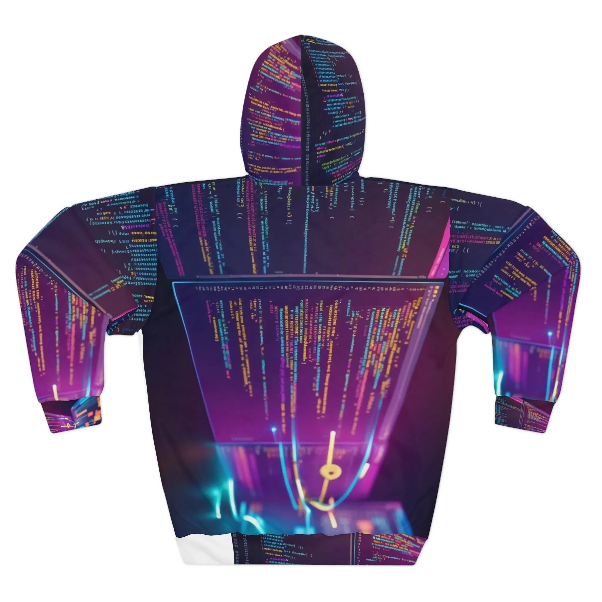 Tech-Inspired Unisex Pullover Hoodie with Coding Design