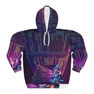 Tech-Inspired Unisex Pullover Hoodie with Coding Design
