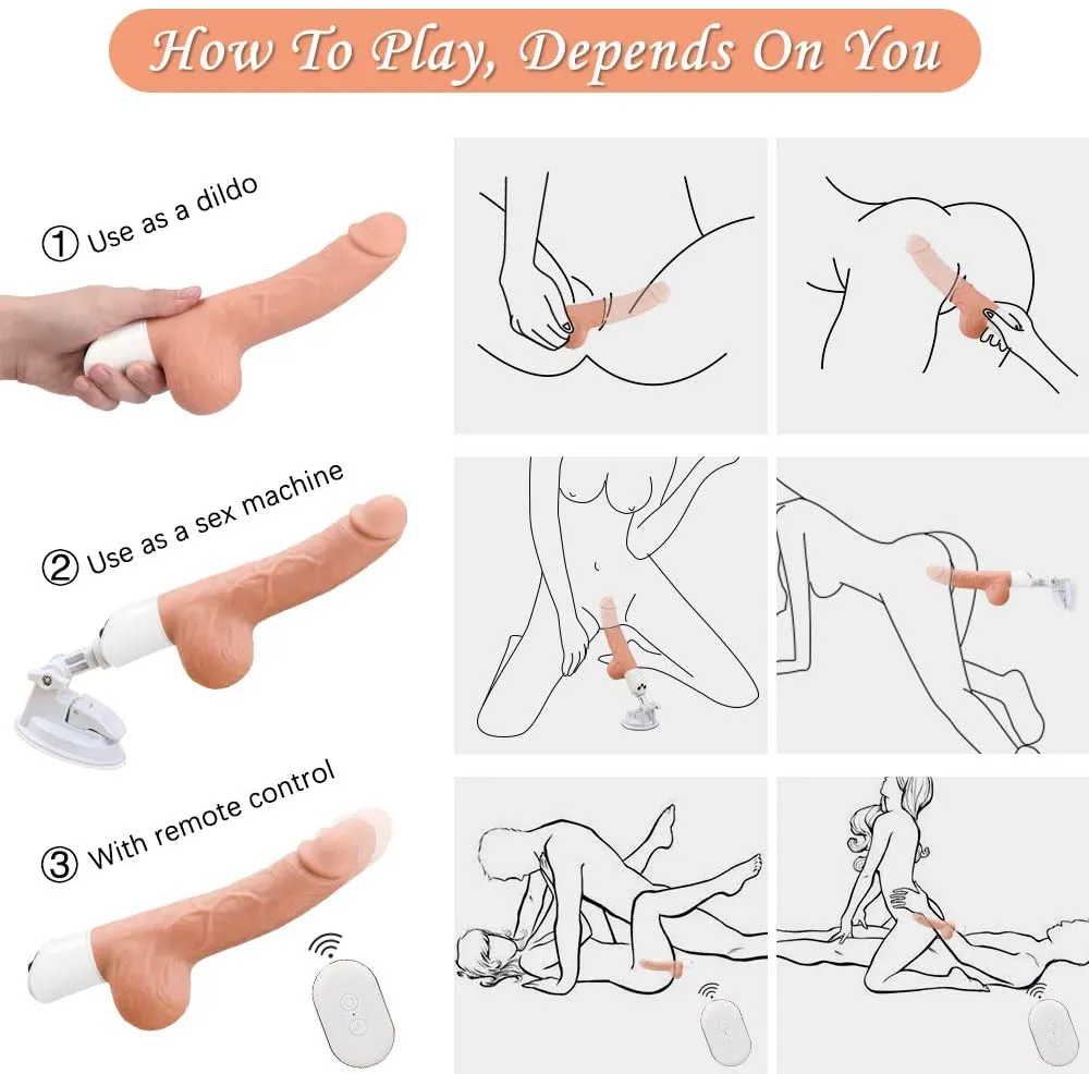 Telescopic Multi-Angles Sex Machine Silicone Suction Cup Dildo Vibrator 6 Inch