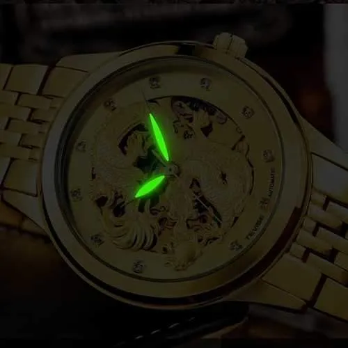 TEVISE 9006 Hollow Phoenix Dragon Pattern Mechanical Watch