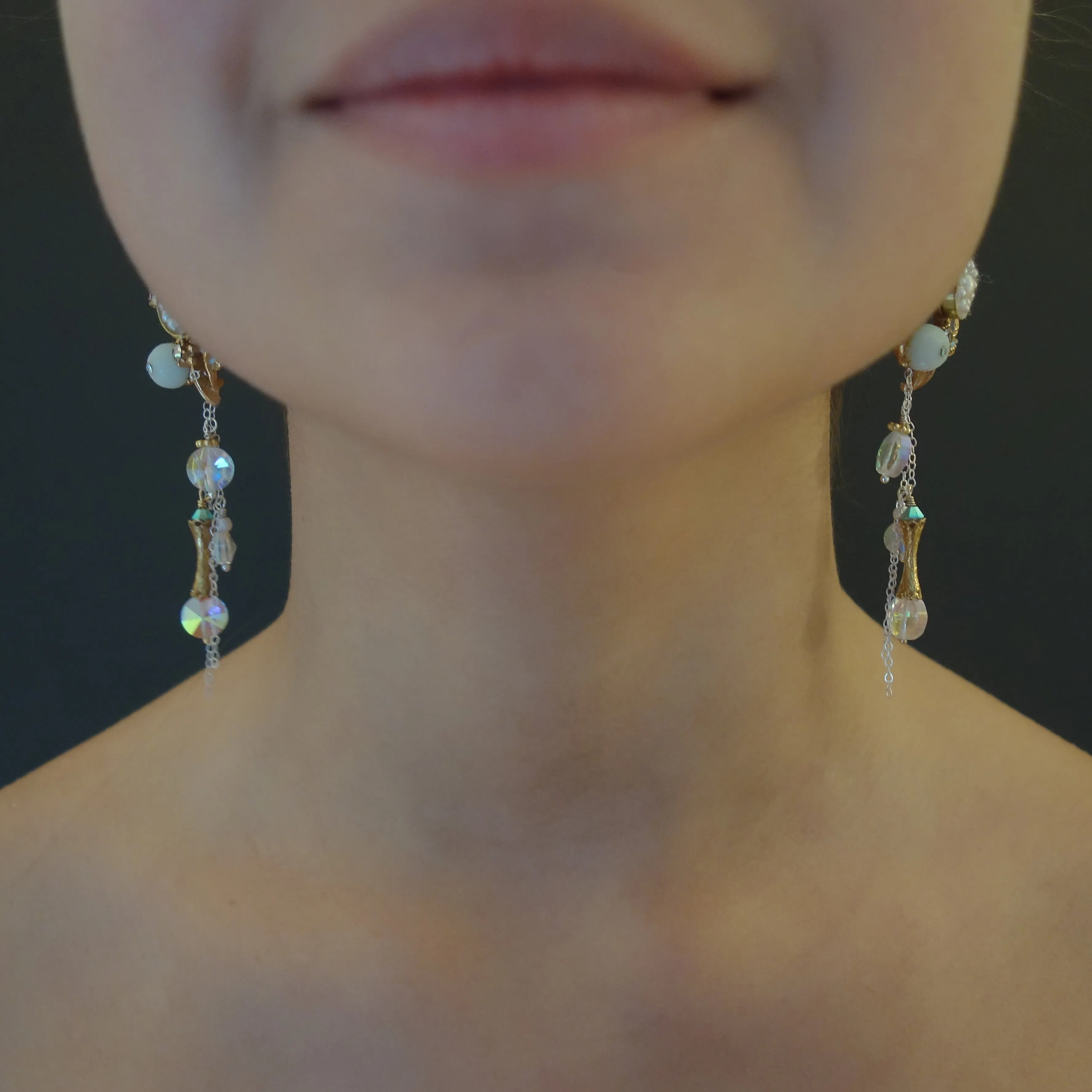 That Goddess in Versailles pearl mosaic and gold ear