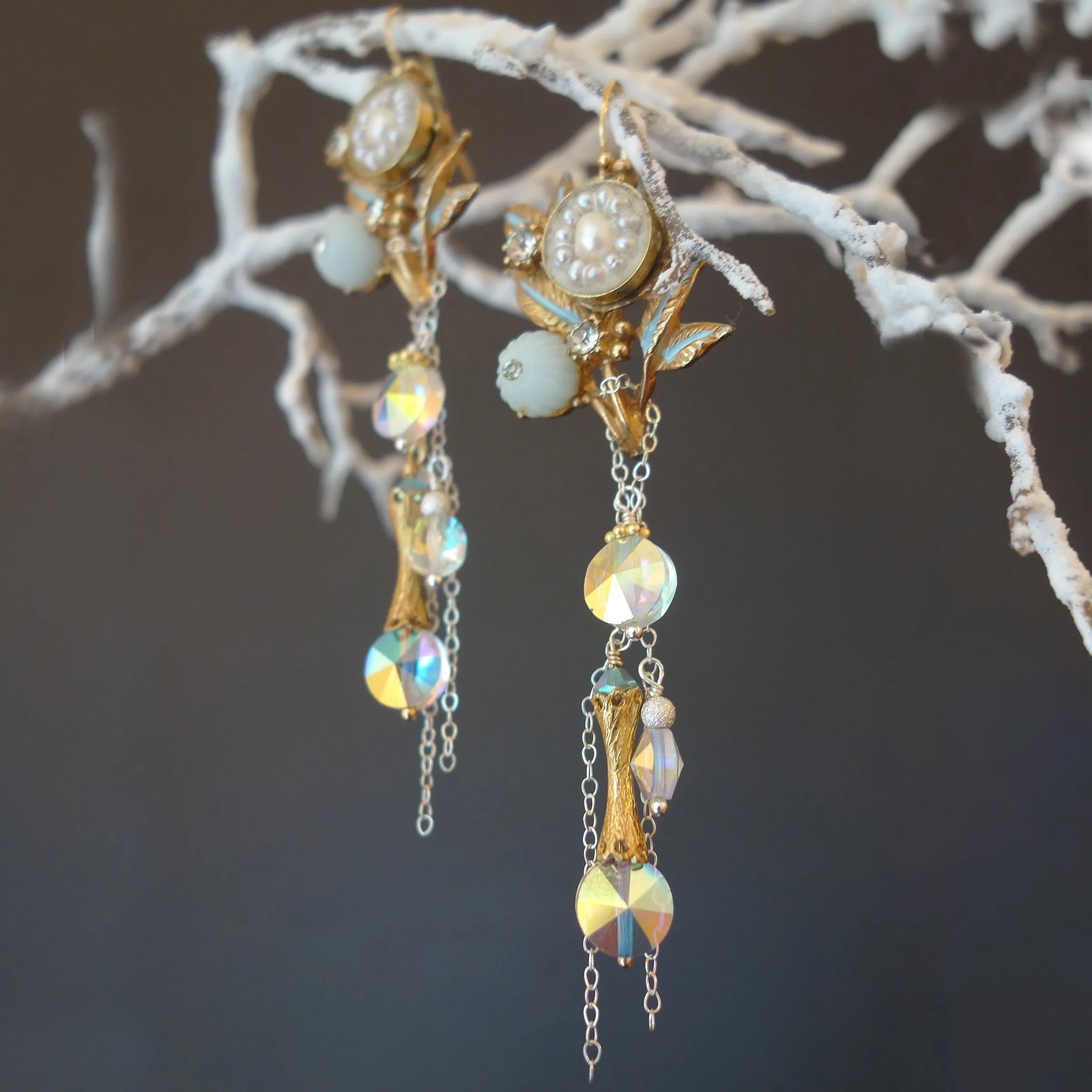 That Goddess in Versailles pearl mosaic and gold ear