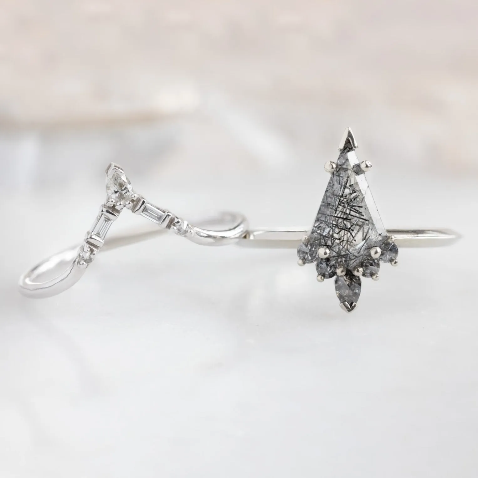 The Aster Ring | 1.10ct Kite Tourmaline in Quartz in 14K White Gold