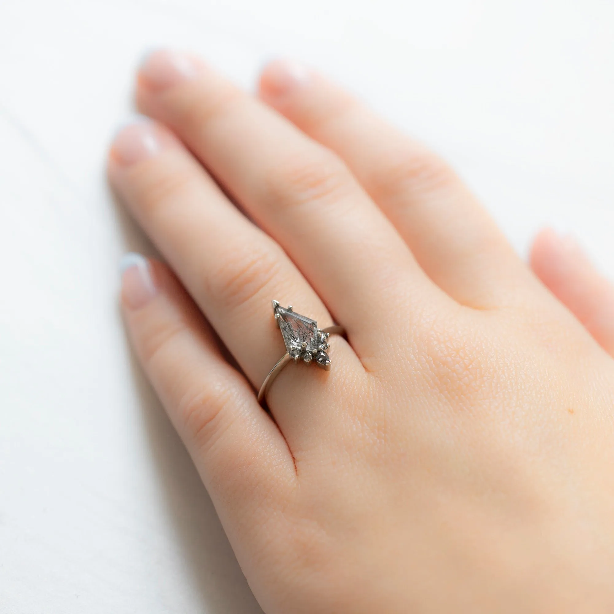 The Aster Ring | 1.10ct Kite Tourmaline in Quartz in 14K White Gold