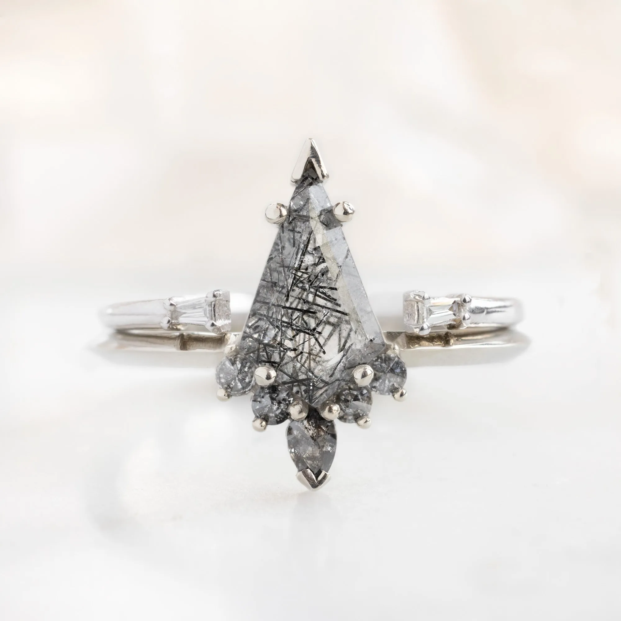 The Aster Ring | 1.10ct Kite Tourmaline in Quartz in 14K White Gold