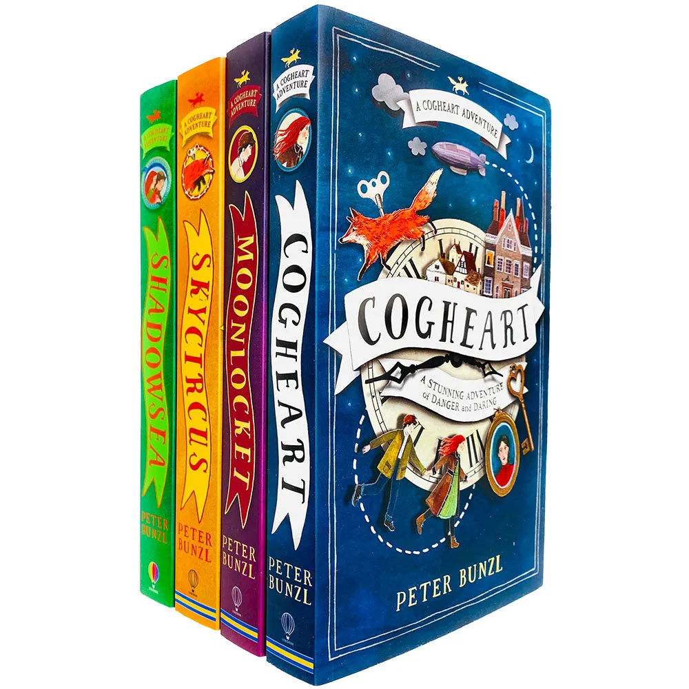The Cogheart Adventures 4 Books Collection Set by Peter Bunzl (Cogheart, Moonlocket, Skycircus & Shadowsea)