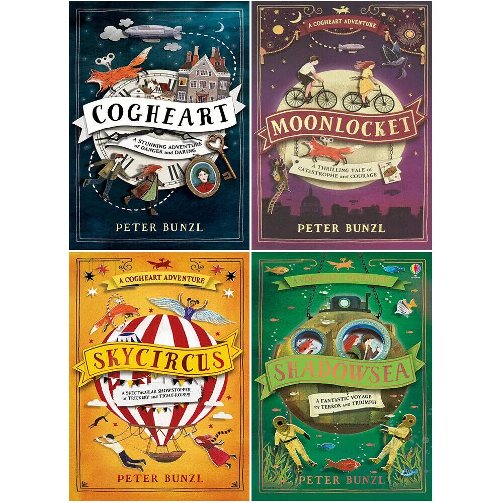 The Cogheart Adventures 4 Books Collection Set by Peter Bunzl (Cogheart, Moonlocket, Skycircus & Shadowsea)