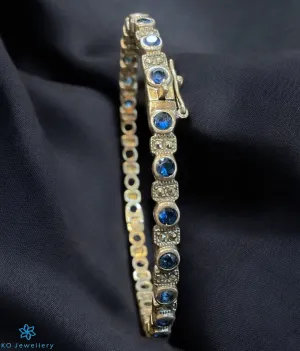 The Grace Silver Blue Marcasite Openable Bracelet (Free Size)